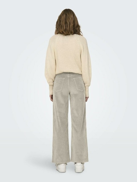 ONLY Bež ženske hlače iz manšestra s širokimi nogami ONLY Hope