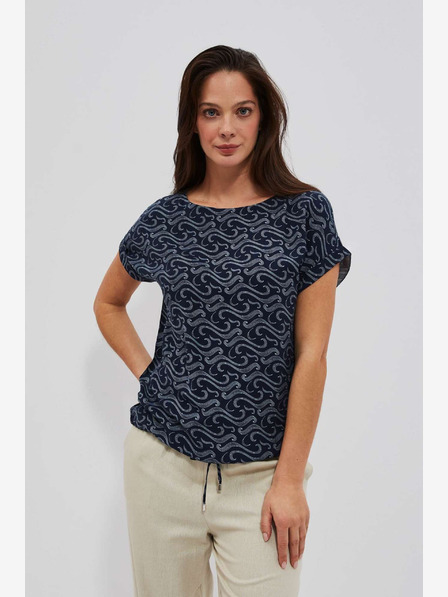 Moodo Temno modra vzorčasta majica Moodo