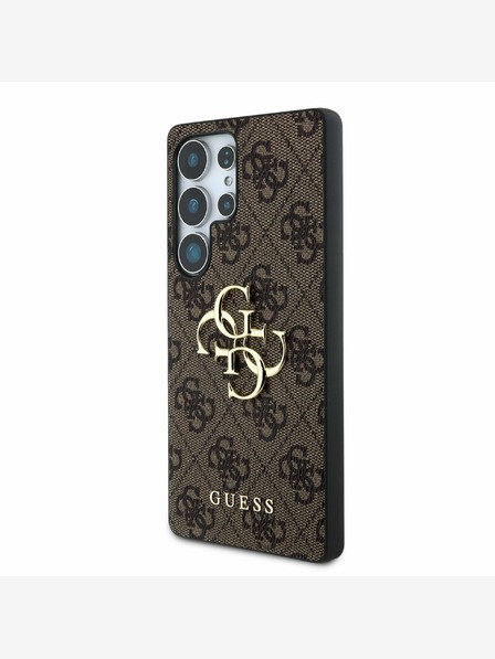 Guess PU 4G Metal Logo Zadní Kryt pro Samsung Galaxy S25 Ultra Brown Ovitek za telefon
