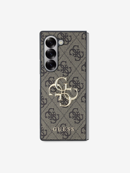 Guess Guess PU 4G kovinski zadnji ovitek z logotipom za Samsung Galaxy Z Fold 6 Brown