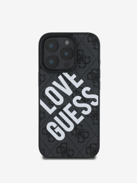 Guess Guess PU Leather 4G Big Love Logo MagSafe hrbtni ovitek za iPhone 16 Pro Black