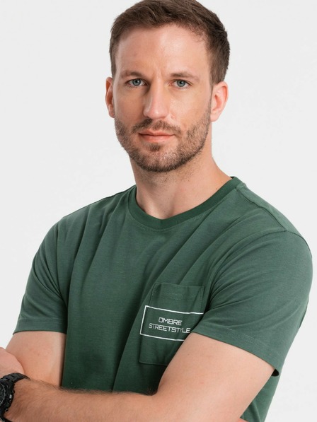 Ombre Clothing Moška bombažna majica z žepnim potiskom Ombre Streetstyle Ombre oblačila