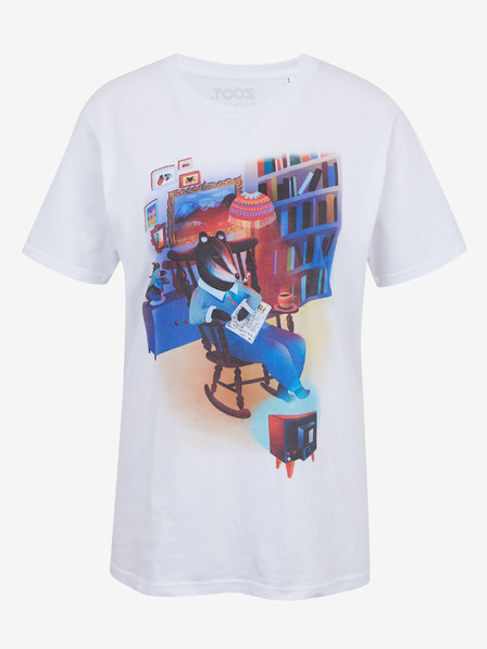 DOBRO Belo žensko majico zotiskom Zoot DOBRO. Jazbec