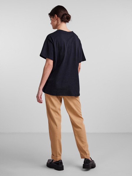 Pieces Črna prevelika majica Pieces Rina