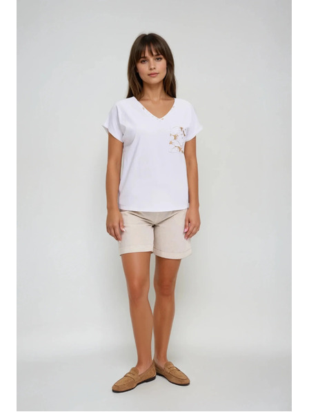 Moodo Žensko bombažno majčko Moodo – belo