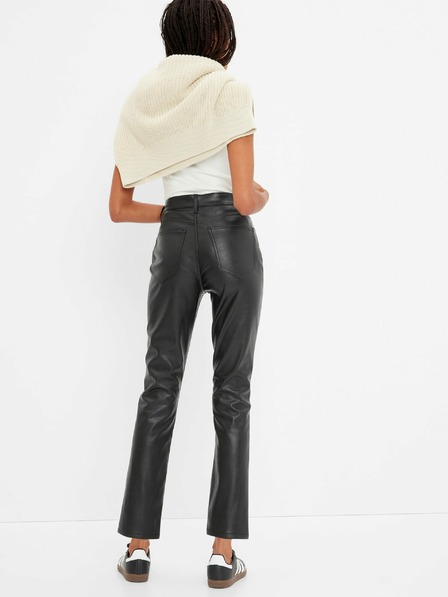 GAP Slim hlače z visokim pasom iz umetnega usnja GAP