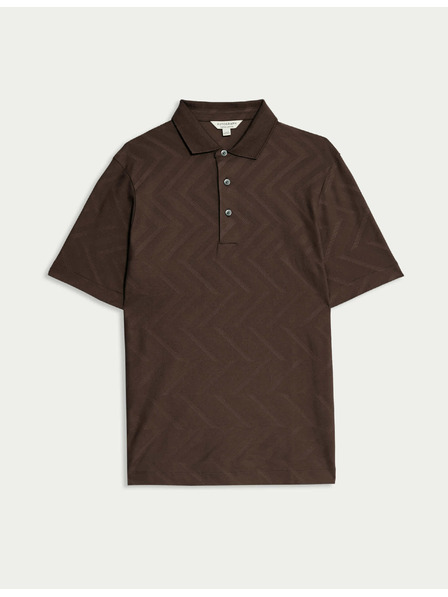Marks & Spencer Polo majica z geometrijskim tiskom, iz 100% bombaževine Marks & Spencer rjava