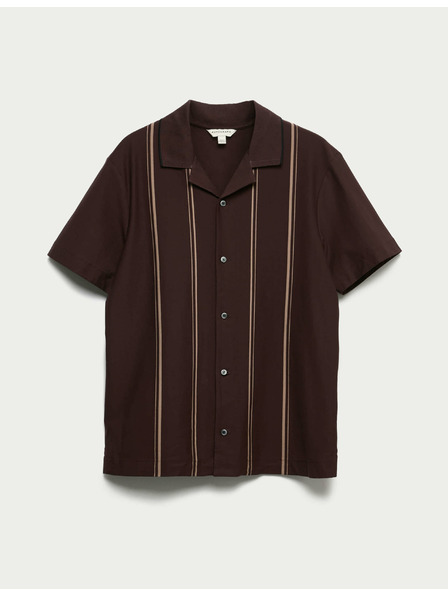 Marks & Spencer Prugasta polo majica z zavihki in visokim deležem bombaževine Marks & Spencer rjava