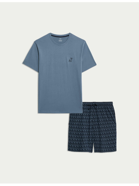Marks & Spencer Pižama iz čiste bombažne tkanine z motivom jelena Marks & Spencer modra