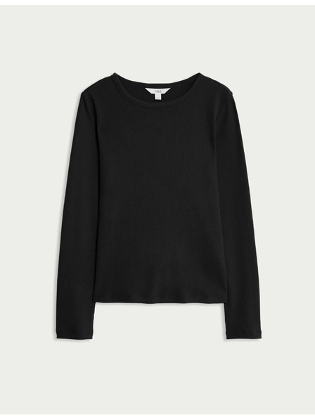 Marks & Spencer Rebrast top z visokim deležem bombaža Marks & Spencer črna