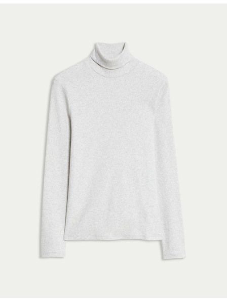 Marks & Spencer Rebrast top z visokim ovratnikom in visokim deležem bombaža Marks & Spencer smetana