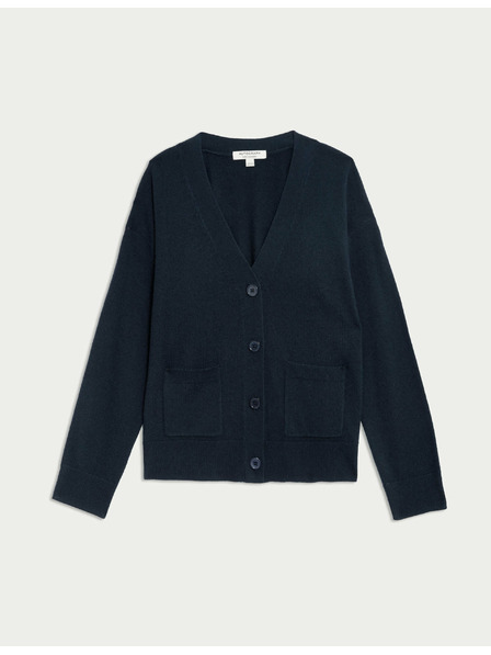 Marks & Spencer Kardigan iz čistega kašmirja z V-izrezom in gumbi spredaj Marks & Spencer mornarsko modra