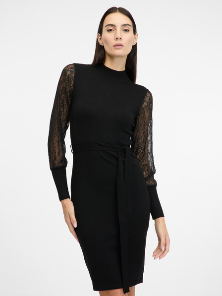 Orsay Črna ženska obleka do kolen ORSAY