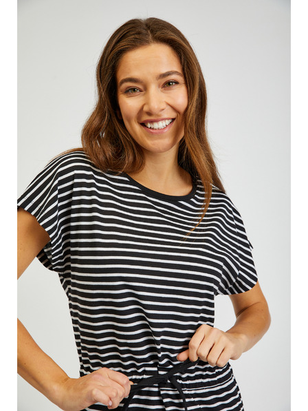 Sam 73 Bela in črna črtasta ženska obleka SAM73 Sagitta