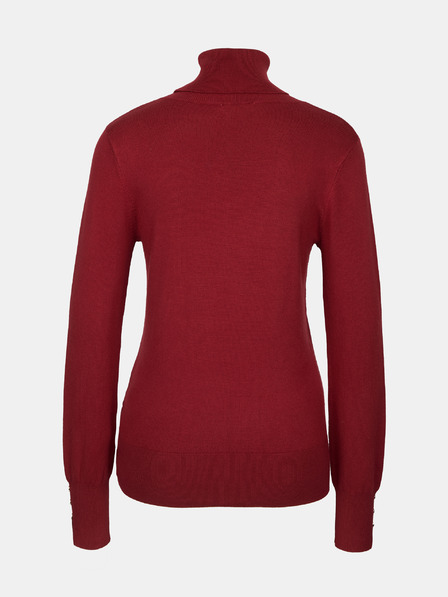 Orsay Vinsko rdeč ženski pulover z visokim ovratnikom ORSAY