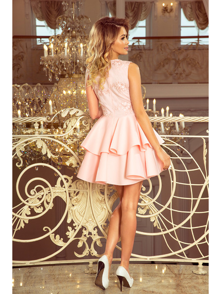 numoco ALEXIS - Ekskluzivne obleke z čipko in izrezom - pastelno roza