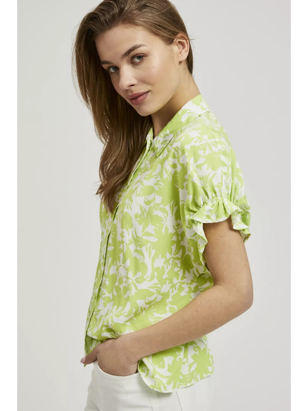 Moodo Zelena srajca z nagubani rokavi Moodo