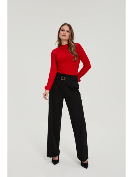 Moodo Črne hlače s strukturo in pasom Moodo