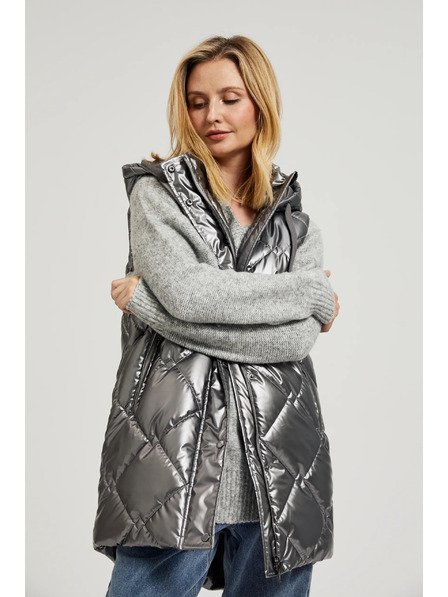 Moodo Prešit telovnik s kapuco srebrn Moodo