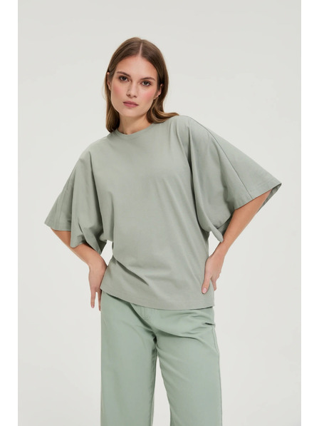 Moodo Bluza s širokimi rokavi olivna Moodo