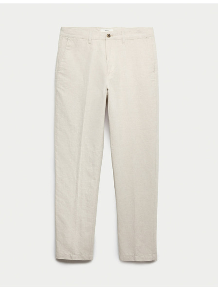 Marks & Spencer Chino hlače iz lanenega mešanca, normalen kroj Marks & Spencer bež