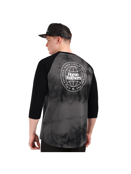 Horsefeathers Majica Global Raglan - black/tie dye