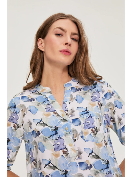 Moodo Srajca iz viskože s cvetovi modra Moodo