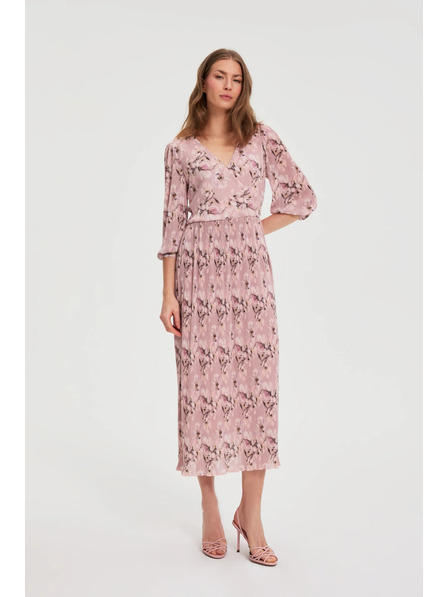 Moodo Plisirana obleka roza Moodo