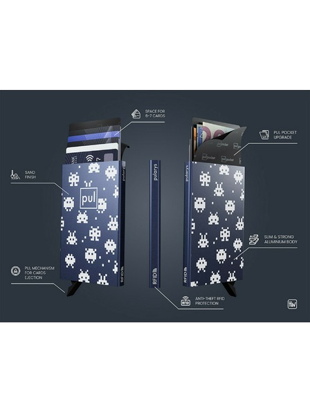 Pularys Etui za dokumente Pularys Space Invaders modro aluminij 191310804