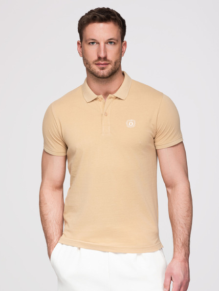Ombre Clothing Moško bombažno polo majico BASIC - črna/bela/bež V7 OM-POBS-0171 Ombre Clothing