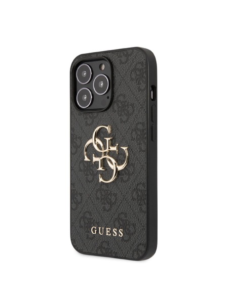 Guess Guess PU 4G kovinski zadnji ovitek z logotipom za iPhone 13 Pro Max Grey