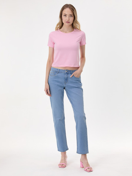 Orsay Rožnata ženska crop majica s kratkimi rokavi ORSAY