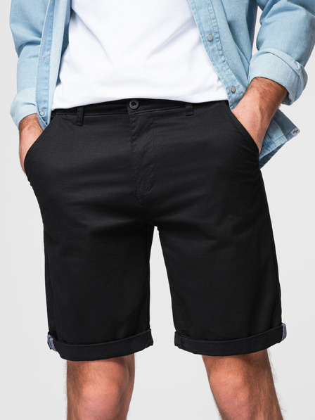 Ombre Clothing Moške klasične kratke hlače chino s svetlobno nohavico - črne V9 W532 Ombre Clothing