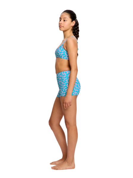 Modibodi Dečke menstruacijske plavalke Modibodi Performance Hi Waist Short Super Wavy Blue spodnji del