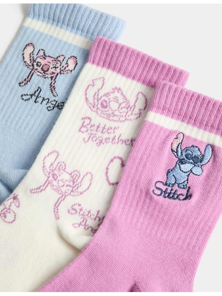 Marks & Spencer Nogavice Lilo & Stitch™, set 3 parov (6 small – 7 large) Marks & Spencer roza