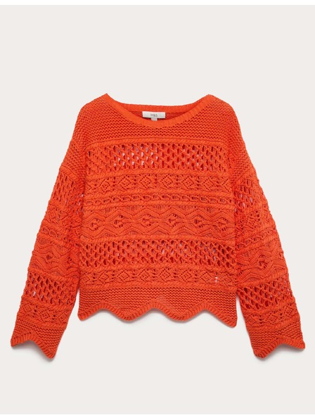 Marks & Spencer Teksturiran skrajšan pulover z visoko vsebnostjo bombaža Marks & Spencer oranžna
