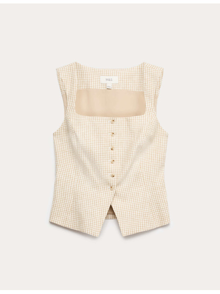 Marks & Spencer Telovnik iz Gingham materiala iz čistega lanu Marks & Spencer večbarven