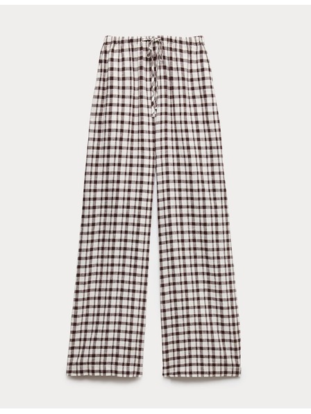 Marks & Spencer Hlače iz Gingham materiala z visokim deležem lanu s širokimi nogavicami Marks & Spencer rjava