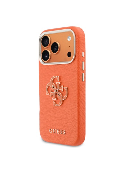 Guess Guess PU Grained 4G Resin Metal Logo Zadnji Ovoj za iPhone 17 Pro Max Orange