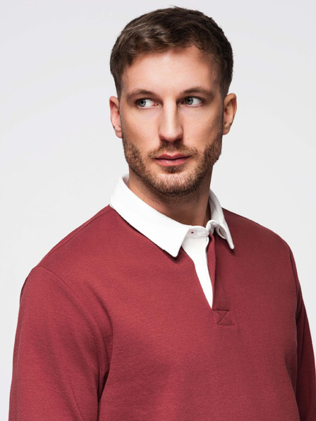Ombre Clothing Moška jopa z ovratnikom v bordo barvi Ombre Clothing