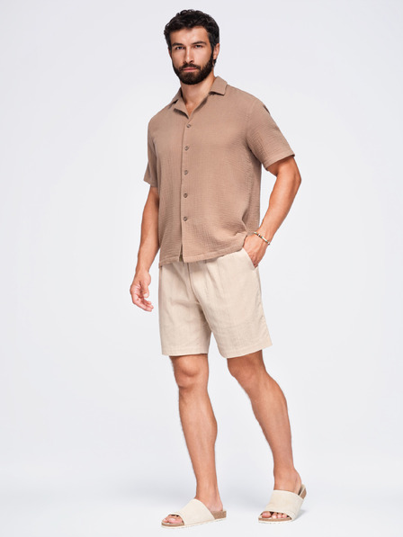 Ombre Clothing Moške strukturirane bombažne kratke hlače – svetlo rjave V1 OM-SRCS-0209 Ombre Clothing