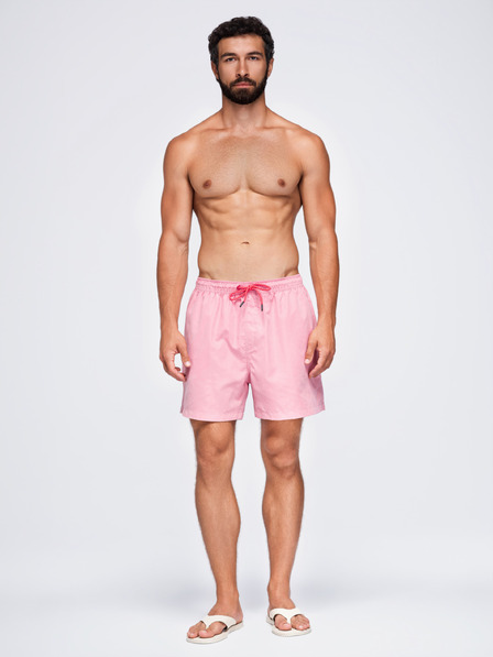 Ombre Clothing Moške plavalne hlače iz blaga s sijajnim površjem – roza V1 OM-SRSS-0216 Ombre Clothing