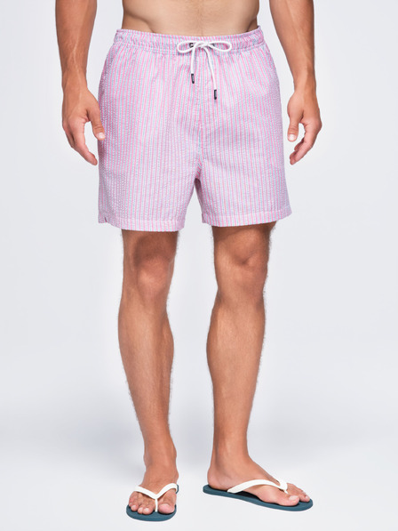 Ombre Clothing Moške plavalne hlače iz teksturiranega progastega materiala – roza V2 OM-SRSS-0214 Ombre Clothing