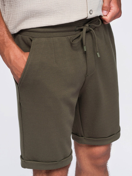 Ombre Clothing Moške viskozne kratke hlače tipa chino – olivno zelene V5 OM-SRCS-0206 Ombre Clothing