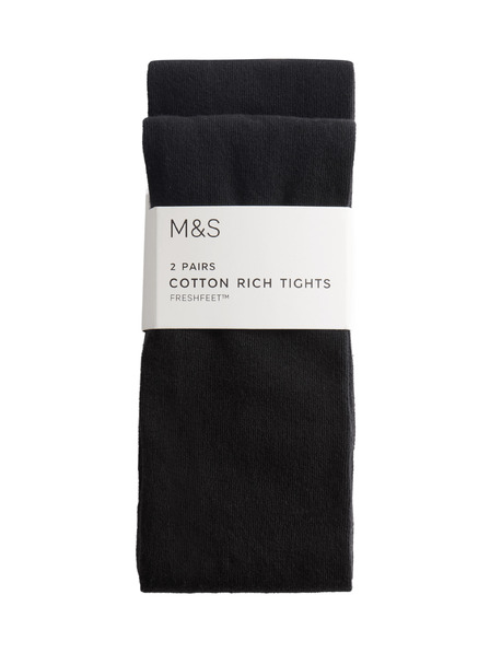 Marks & Spencer Solske nogavice z visoko vsebnostjo bombaža (2–16 let), 2 kos v paketu Marks & Spencer crna