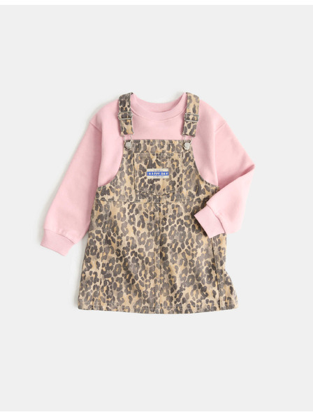 Marks & Spencer Dvodel jeanskeni komplet Leopard Pinny (2–8 let) Marks & Spencer rjava
