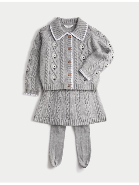 Marks & Spencer Tridelen pleteni komplet s krilo in nogavicami (3–5 let) Marks & Spencer siva