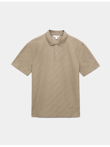 Marks & Spencer Teksturirana žakardna polo srajca z gumbnimi zapetji, iz čistega bombaža Marks & Spencer rjava