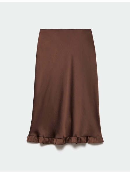 Marks & Spencer Satenska elastična midi krila s skupljanjem Marks & Spencer rjava
