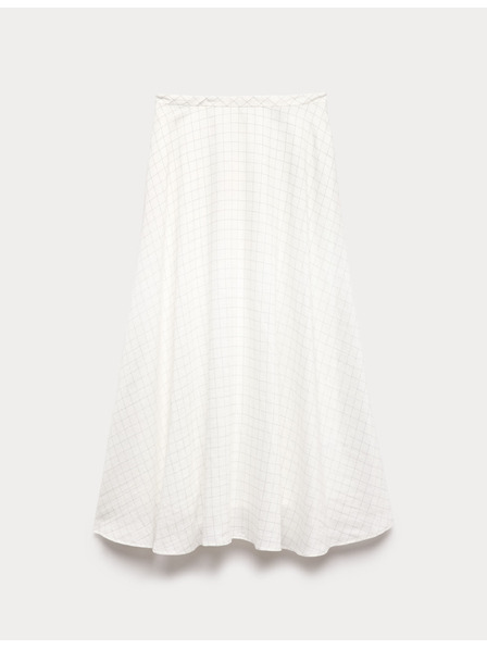 Marks & Spencer Kockasta midi krila z visokim deležem lyocella Marks & Spencer kremasta